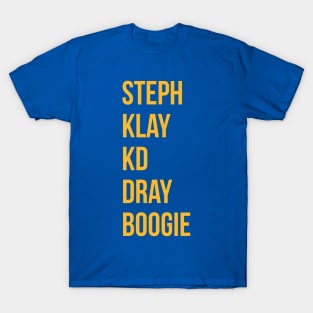 Golden State Warriors Starting 5 Steph/Klay/KD/Dray/Boogie T-Shirt